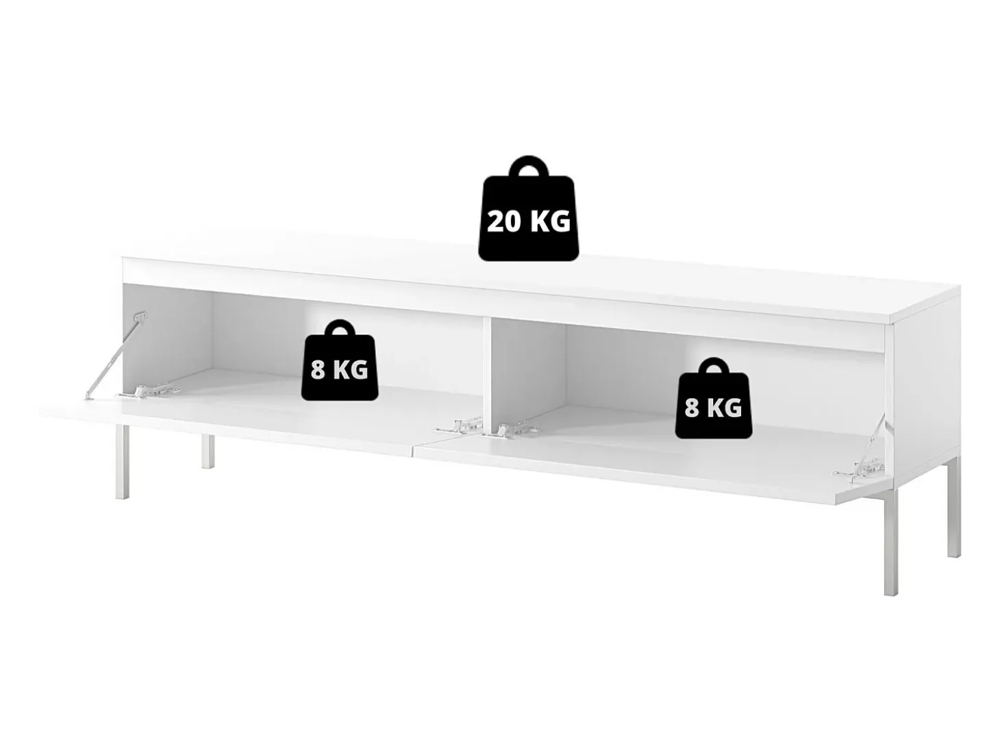 Mueble de TV - 150 cm - verde oscuro con patas negras - BEMMI