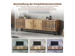 Mueble de TV - 180 x 40 x 55 cm - con 4 puertas - para televisores de 70 pulgadas - aglomerado - natural