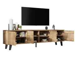 Mueble de TV - 180 x 40 x 55 cm - con 4 puertas - para televisores de 70 pulgadas - aglomerado - natural