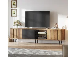 Mueble de TV - 175 x 31,5 x 45 cm - con 3 armarios - apto para TV de 75 pulgadas - aglomerado - natural
