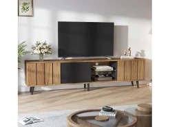 Mueble de TV - 175 x 31,5 x 45 cm - con 3 armarios - apto para TV de 75 pulgadas - aglomerado - natural