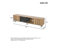 Mueble de TV - 175 x 31,5 x 45 cm - con 3 armarios - apto para TV de 75 pulgadas - aglomerado - natural