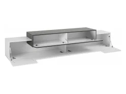 Mueble de TV 240 cm diseño 4 compartimentos 3 puertas blanco y pizarra Corona Low Ardesia