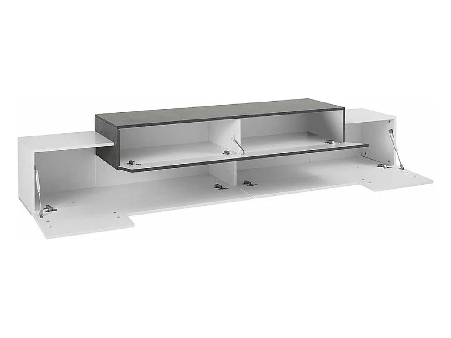 Mueble de TV 240 cm diseño 4 compartimentos 3 puertas blanco y pizarra Corona Low Ardesia