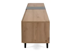 Mueble de TV 3 puertas y 2 baldas 195cm - Acabado madera clara y negro
