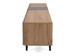 Mueble de TV 3 puertas y 2 baldas 195cm - Acabado madera clara y negro
