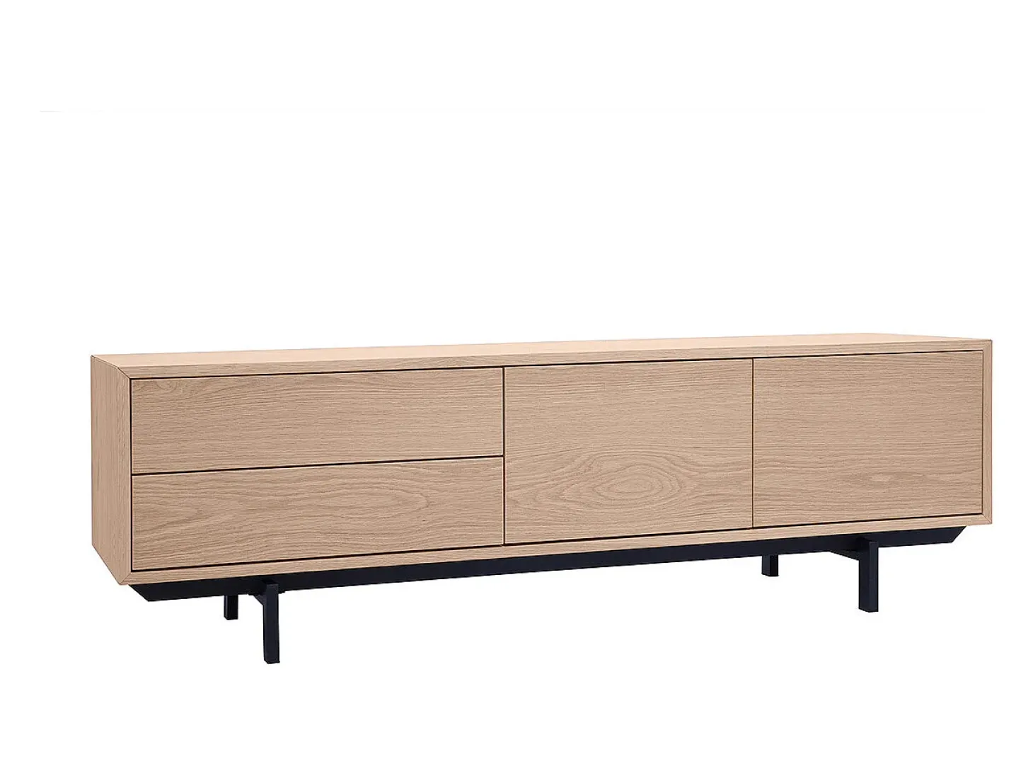 Mueble de TV acabado en roble con almacenamiento cerrado L160 cm MANNY
