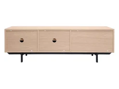 Mueble de TV acabado en roble con almacenamiento cerrado L160 cm MANNY