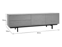 Mueble de TV acabado en roble con almacenamiento cerrado L160 cm MANNY