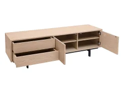 Mueble de TV acabado en roble con almacenamiento cerrado L160 cm MANNY