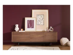 Mueble de TV acabado en roble con almacenamiento cerrado L160 cm MANNY