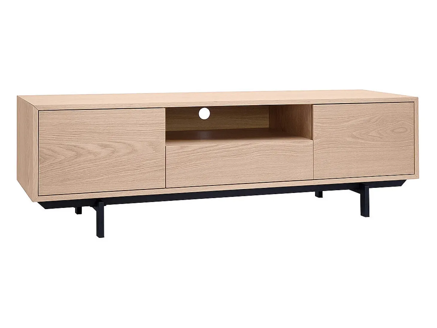 Mueble de TV acabado en roble con nicho abierto L160 cm MANNY