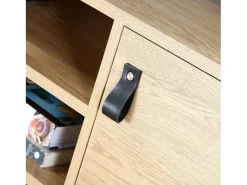 Mueble de TV acabado roble 2 puertas y baldas centrales - 120 cm