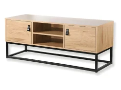 Mueble de TV acabado roble 2 puertas y baldas centrales - 120 cm