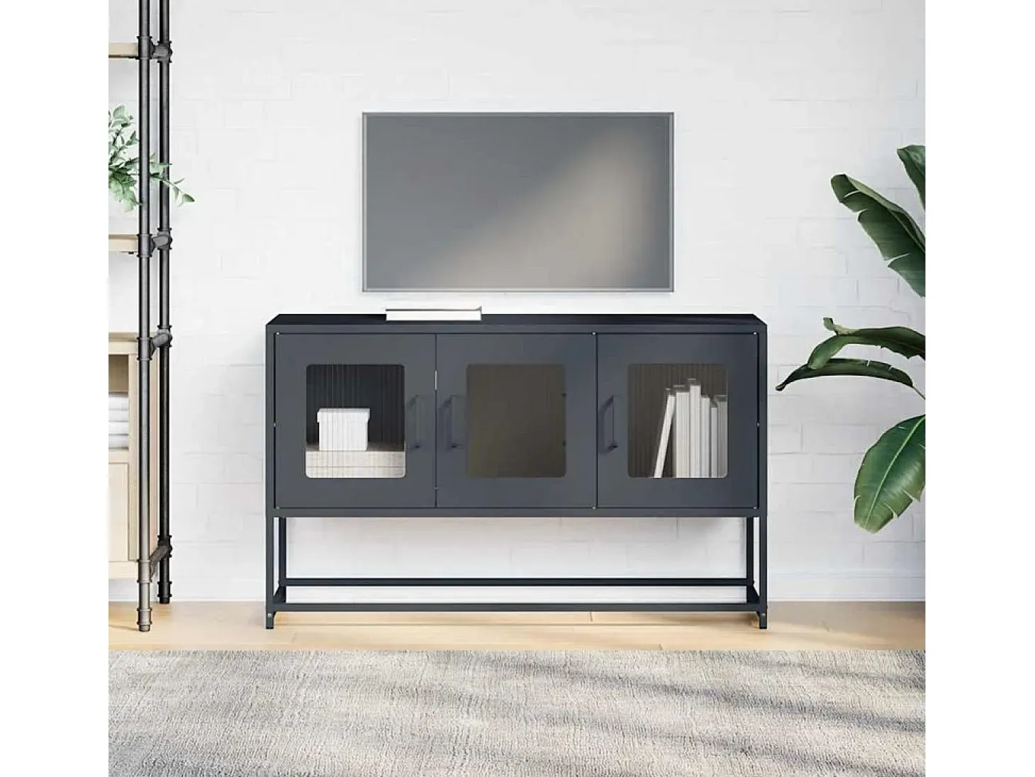 Mueble de TV acero laminado en frío antracita 100,5x39x60,5 cm
