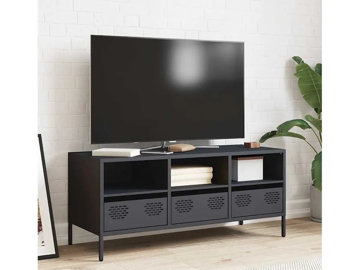 Mueble de TV acero laminado en frío antracita 101,5x39x43,5 cm