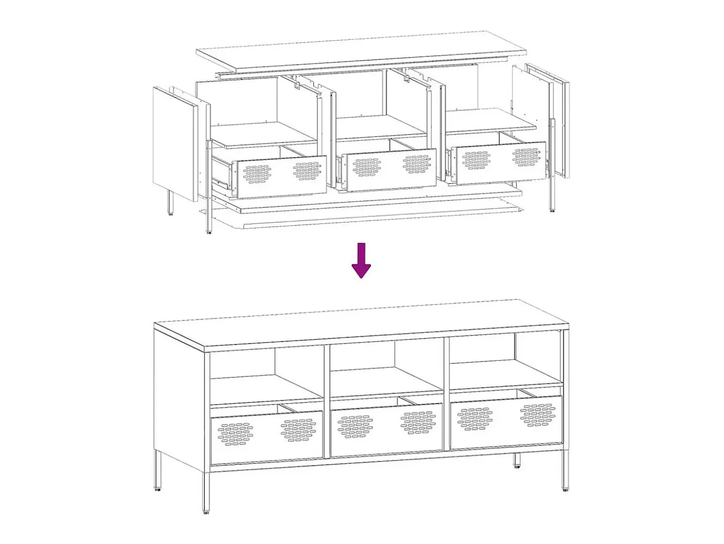 Mueble de TV acero laminado en frío antracita 101,5x39x43,5 cm