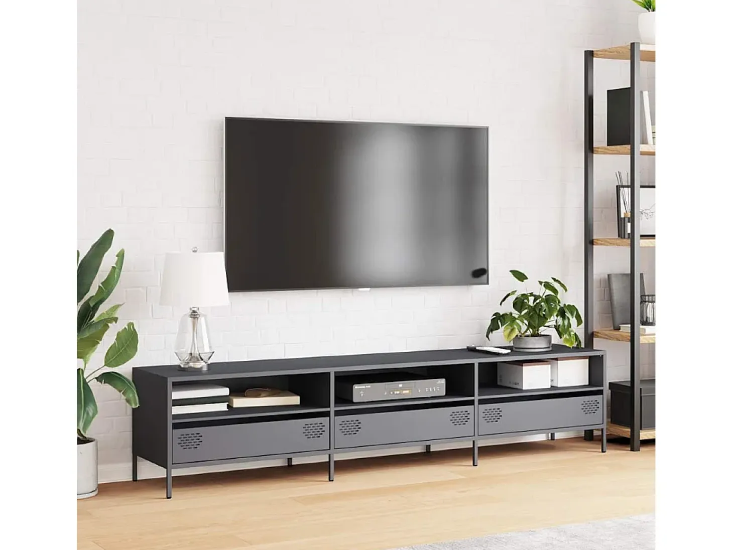 Mueble de TV acero laminado en frío antracita 202x39x43,5 cm