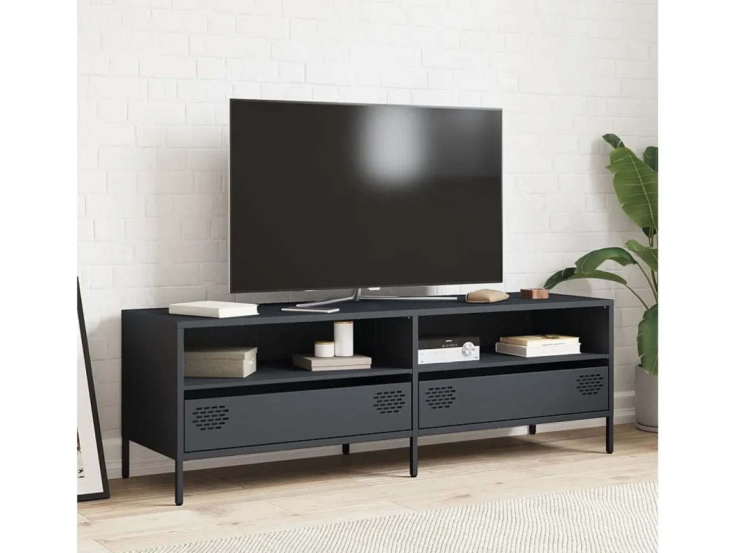 Mueble de TV acero laminado en frío antracita 135x39x43,5 cm