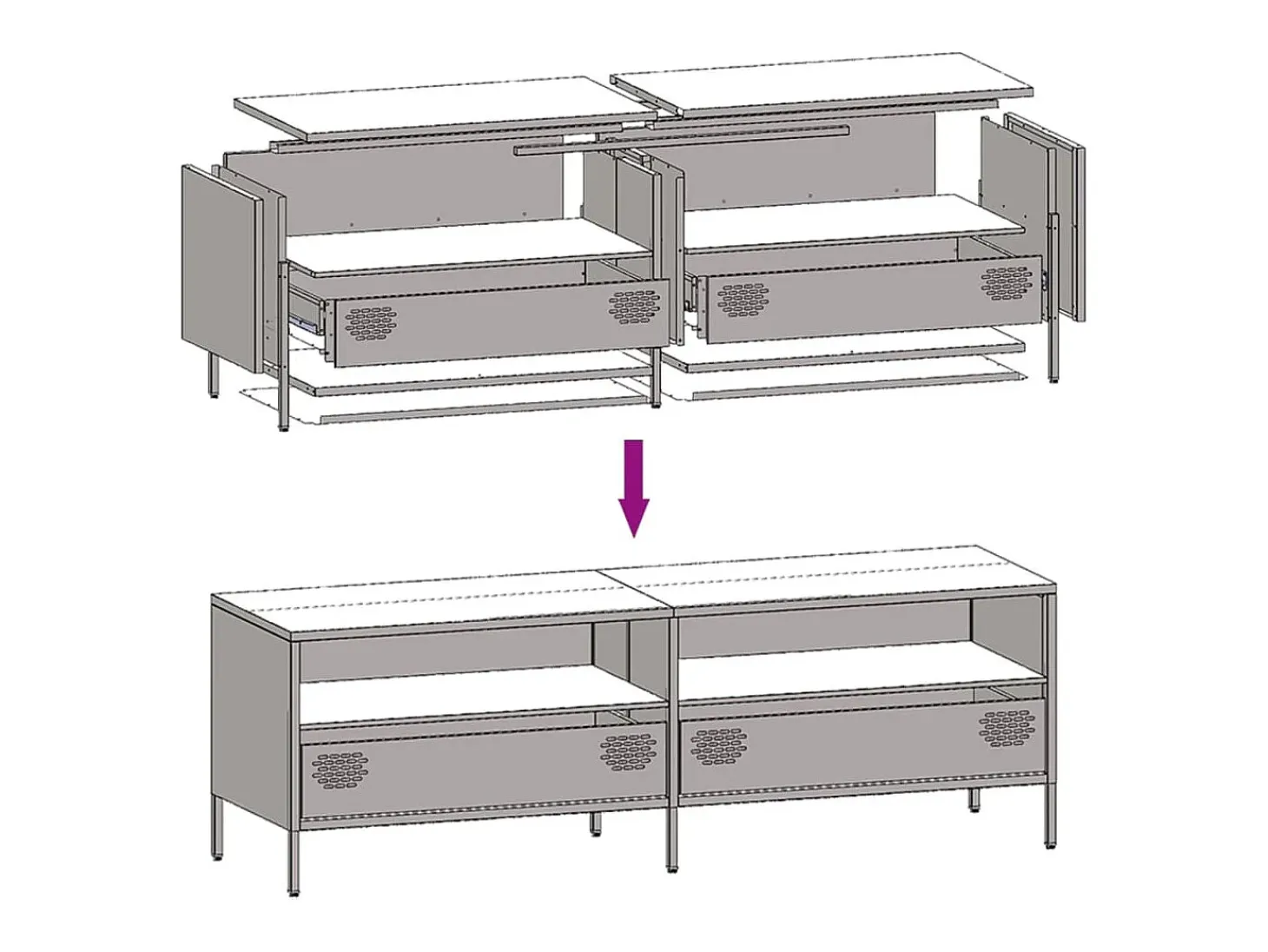 Mueble de TV acero laminado en frío antracita 135x39x43,5 cm