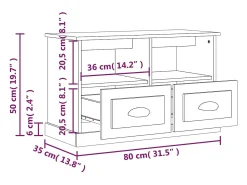 Mueble de TV blanco brillo 80x35x50 cm madera de ingeniería