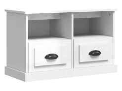 Mueble de TV blanco brillo 80x35x50 cm madera de ingeniería