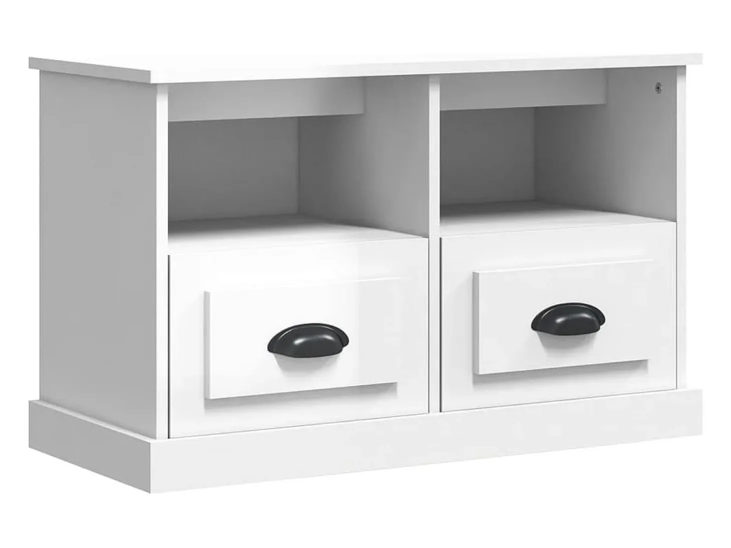 Mueble de TV blanco brillo 80x35x50 cm madera de ingeniería