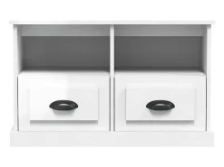 Mueble de TV blanco brillo 80x35x50 cm madera de ingeniería