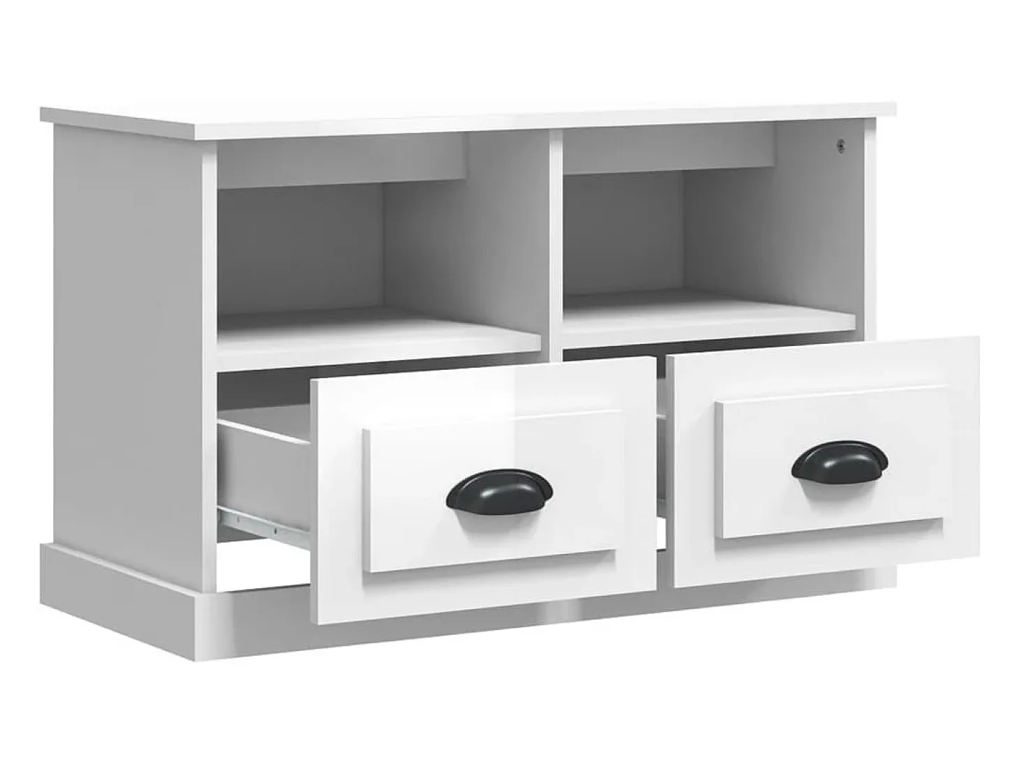 Mueble de TV blanco brillo 80x35x50 cm madera de ingeniería