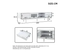 Mueble de TV blanco con 2 puertas y 2 cajones, estantes abiertos - Para salón y oficina