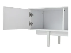 Mueble de TV blanco con 2 puertas y 2 cajones, estantes abiertos - Para salón y oficina