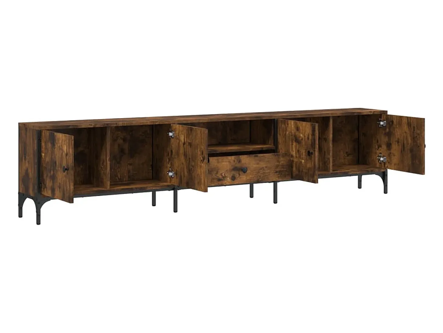 Mueble de TV cajón madera ingeniería roble ahumado 200x25x44 cm