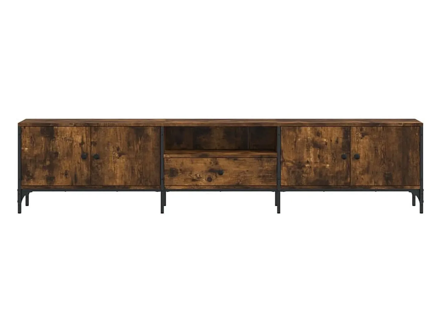 Mueble de TV cajón madera ingeniería roble ahumado 200x25x44 cm
