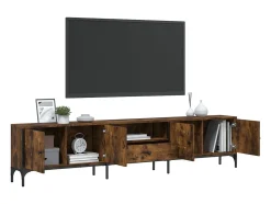 Mueble de TV cajón madera ingeniería roble ahumado 200x25x44 cm