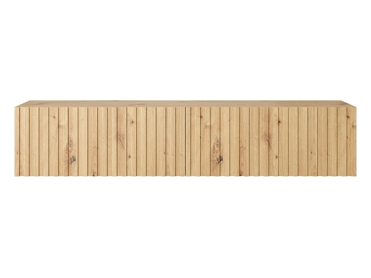 Mueble de TV colgante - roble artesano con frente de lamas - 140 cm - Telire