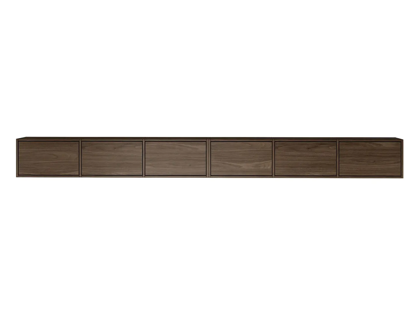 Mueble de TV colgante con 6 puertas abatibles – 300 cm – efecto madera nogal Wisconsin – FRAMME