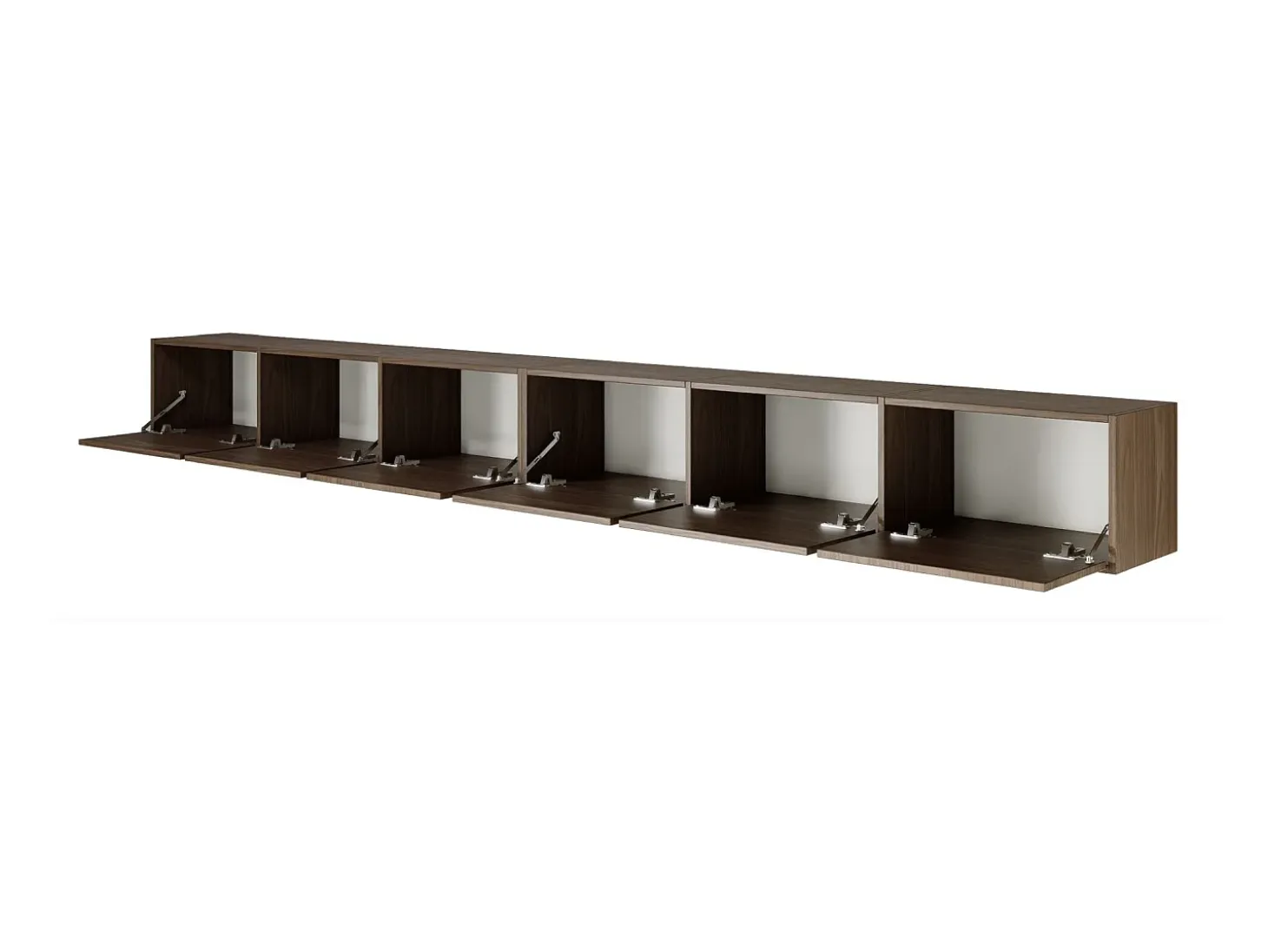 Mueble de TV colgante con 6 puertas abatibles – 300 cm – efecto madera nogal Wisconsin – FRAMME