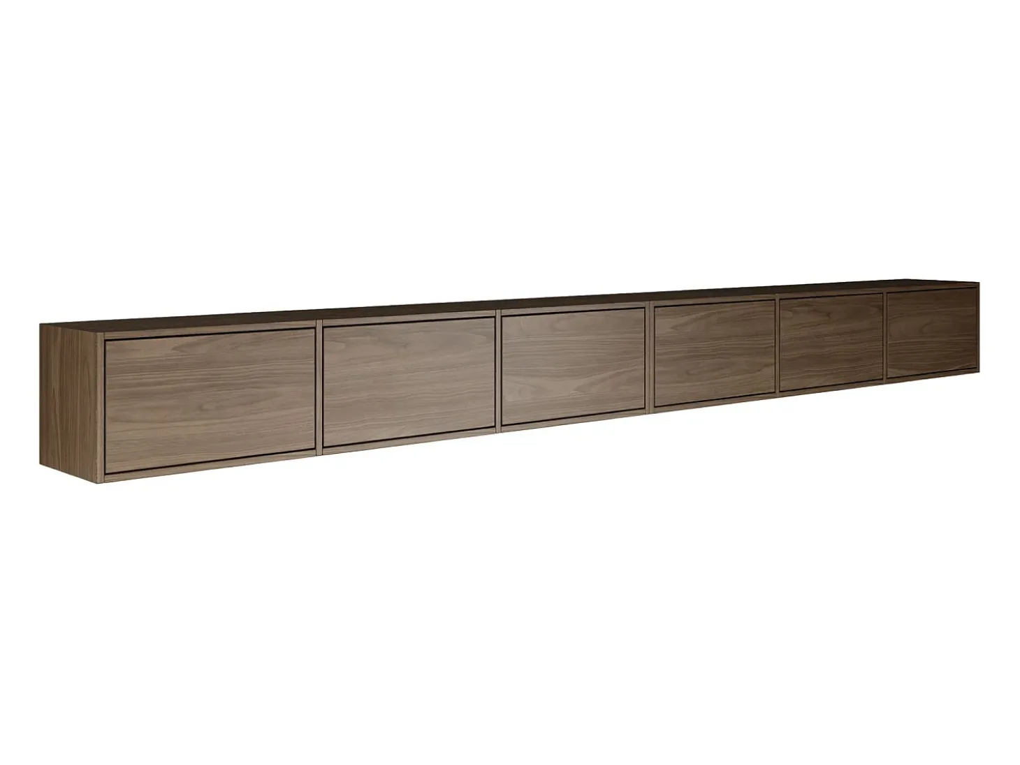 Mueble de TV colgante con 6 puertas abatibles – 300 cm – efecto madera nogal Wisconsin – FRAMME