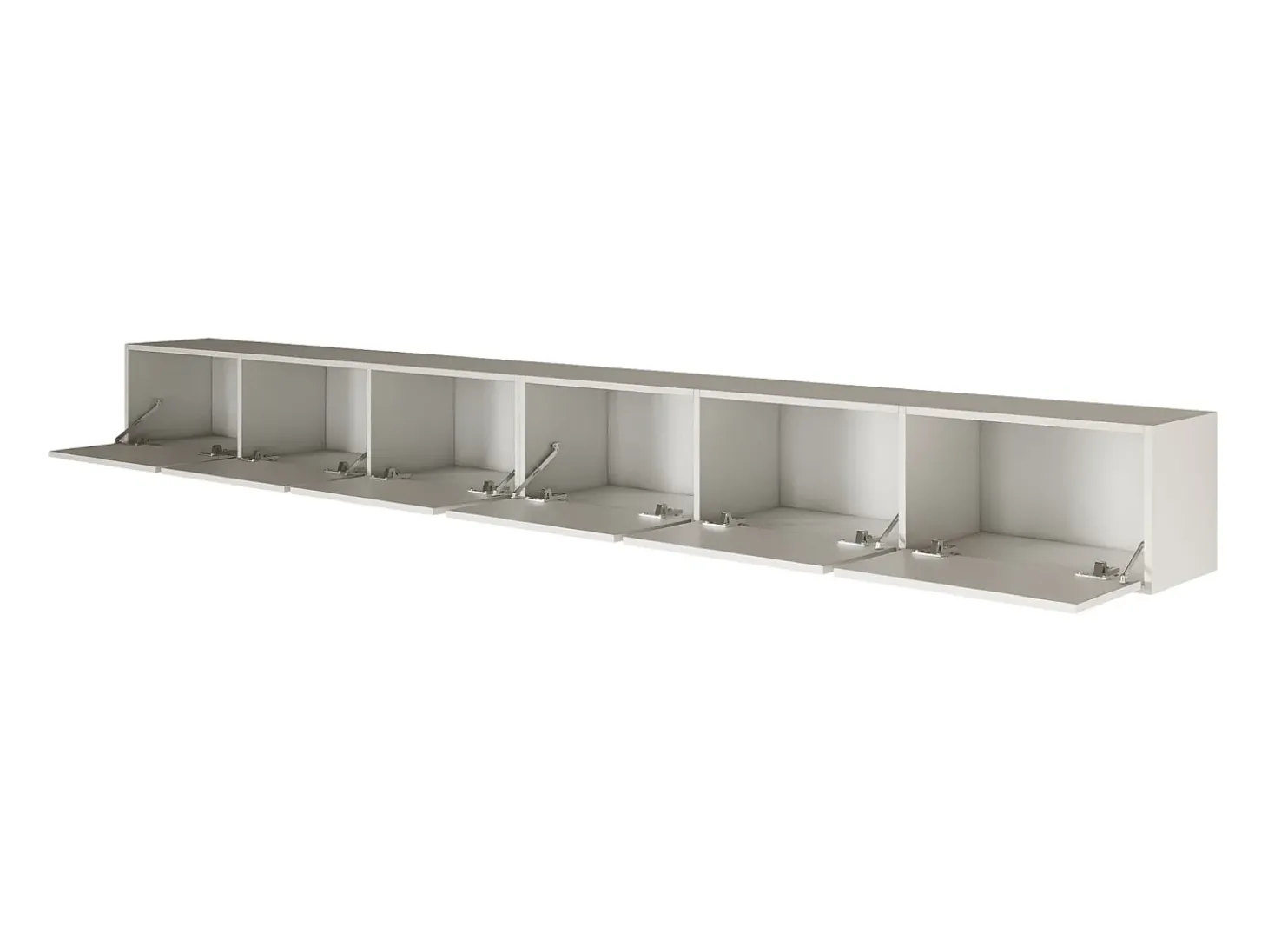Mueble de TV colgante con 6 puertas abatibles – 300 cm – blanco – FRAMME