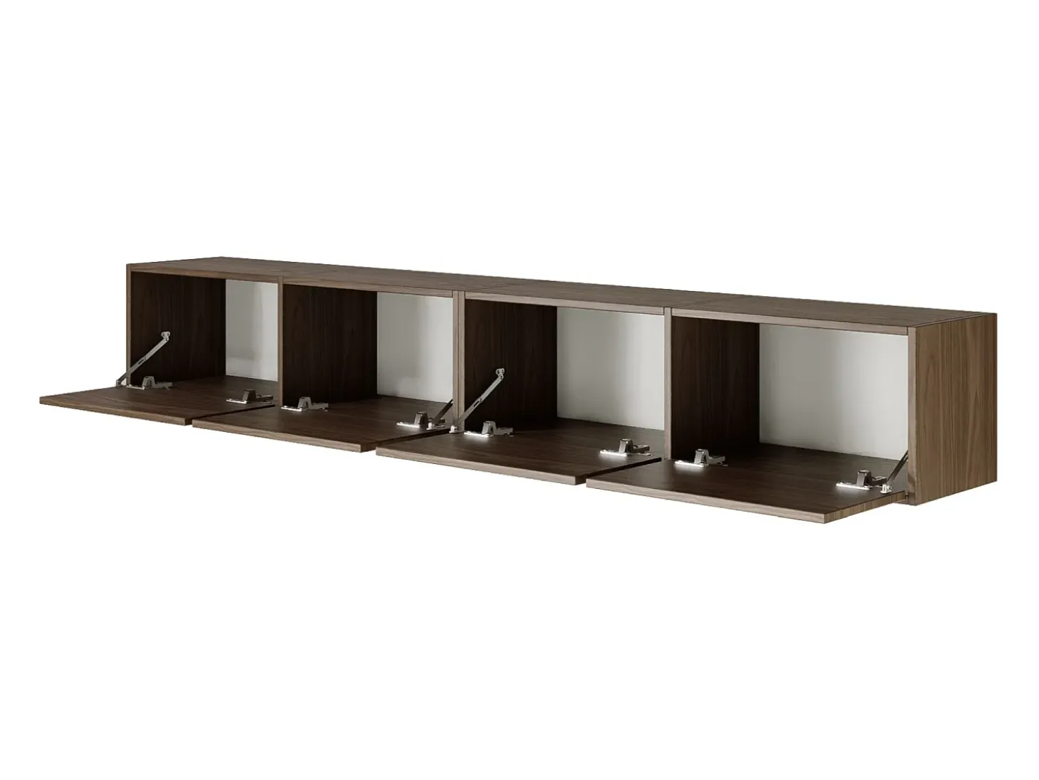 Mueble de TV colgante con 4 puertas abatibles – 200 cm – efecto madera nogal Wisconsin – FRAMME