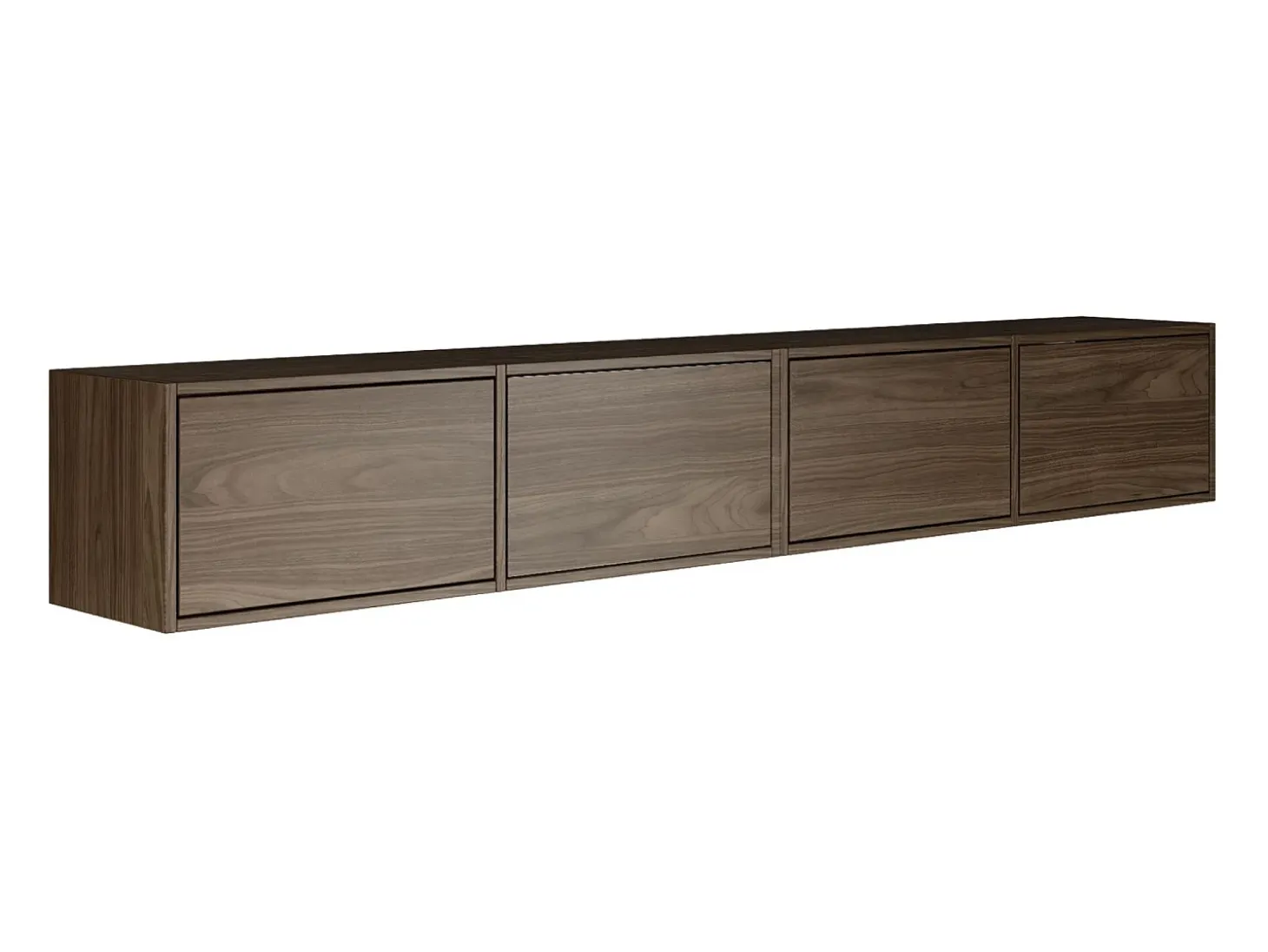 Mueble de TV colgante con 4 puertas abatibles – 200 cm – efecto madera nogal Wisconsin – FRAMME