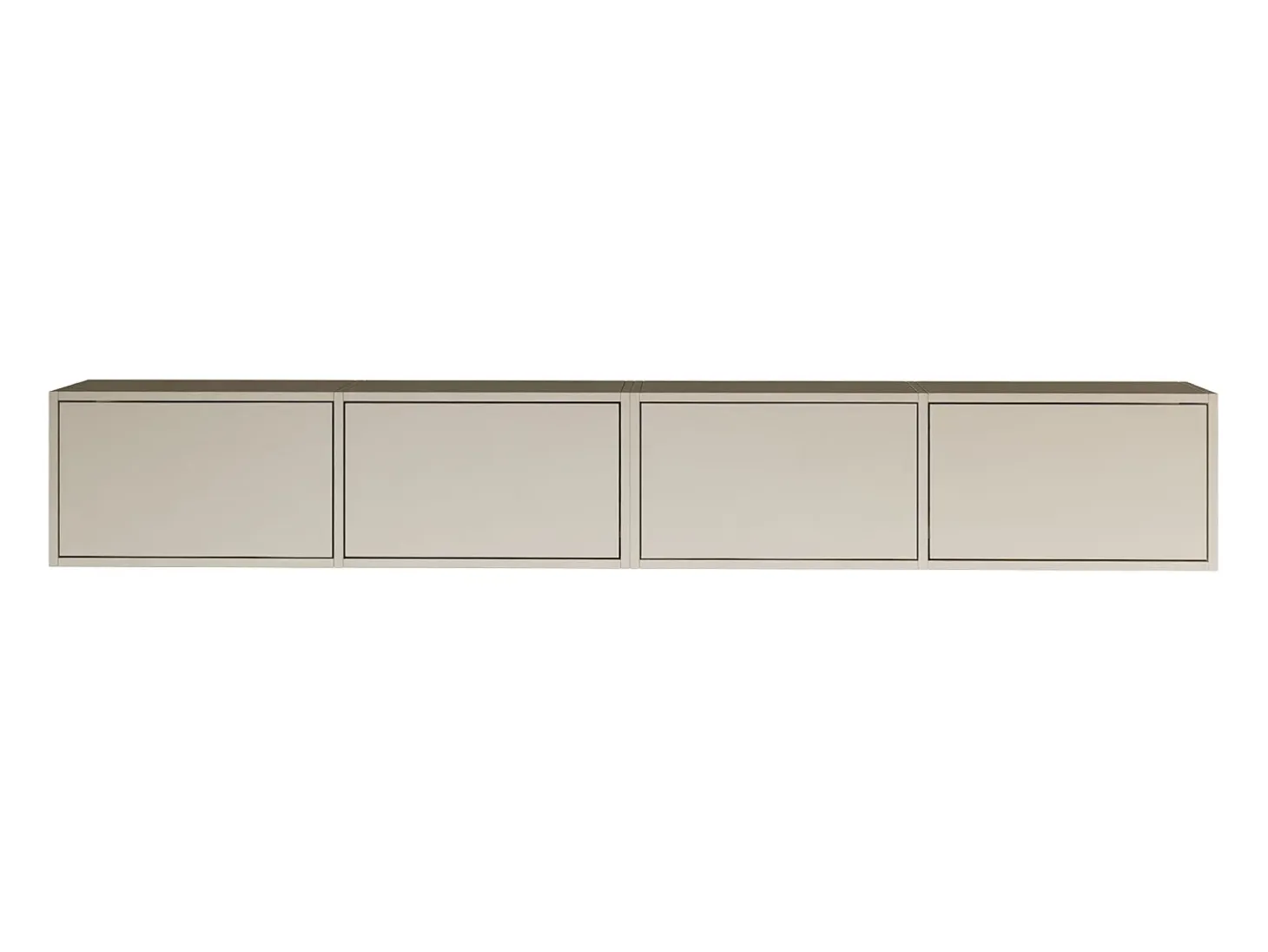 Mueble de TV colgante con 4 puertas abatibles – 200 cm – gris cachemira – FRAMME