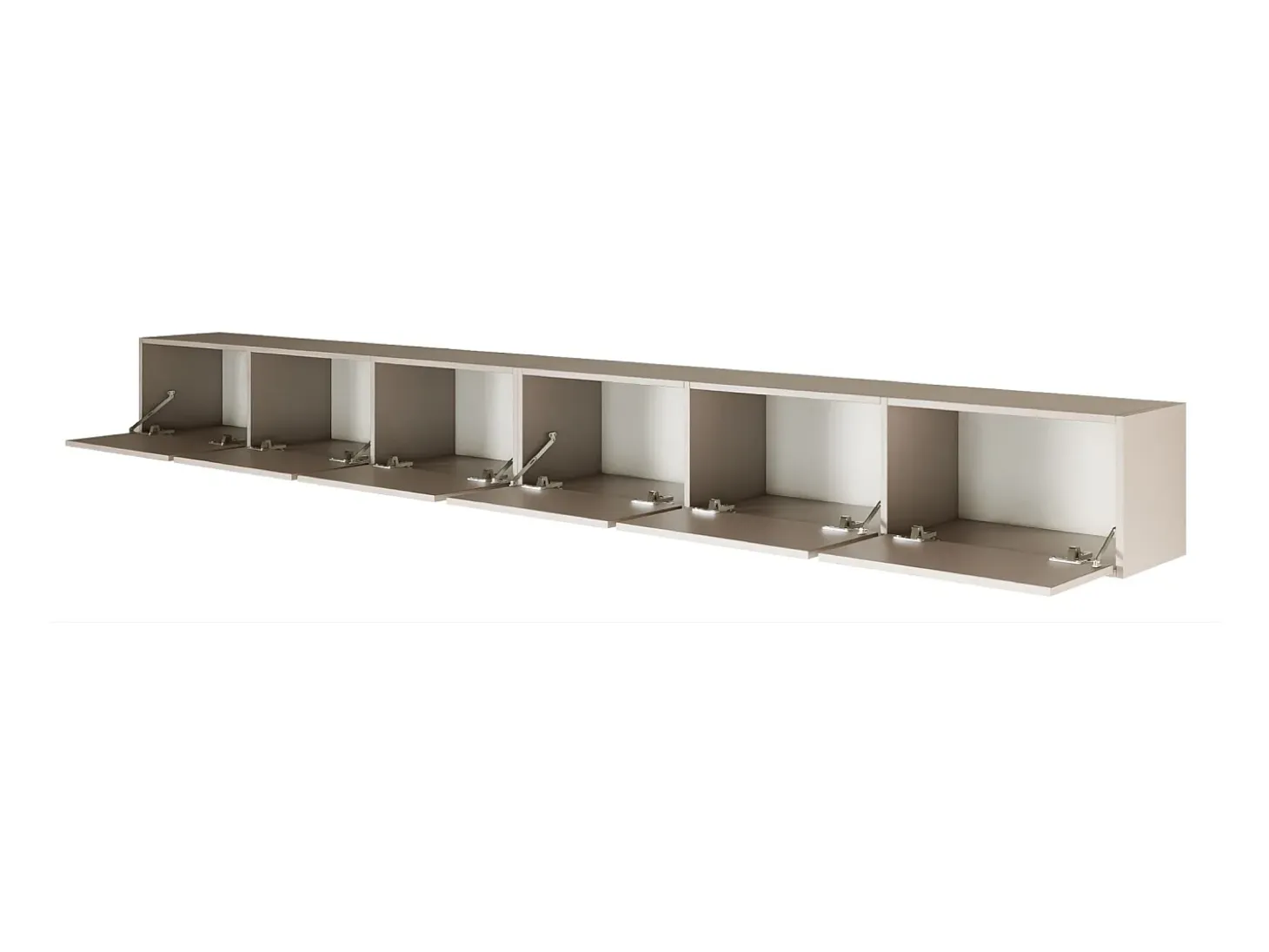 Mueble de TV colgante con 6 puertas abatibles – 300 cm – gris cachemira – FRAMME