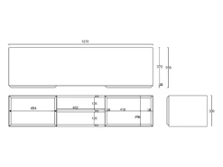 Mueble de TV colgante de 2 puertas con compartimento - Beige - 137 cm - CHOCOLATED
