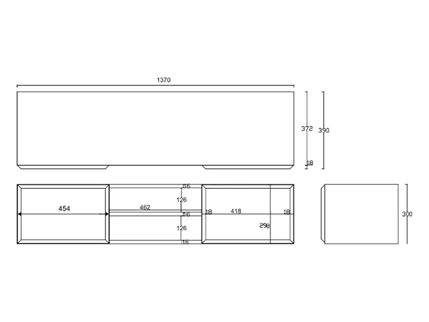 Mueble de TV colgante de 2 puertas con compartimento - Beige - 137 cm - CHOCOLATED