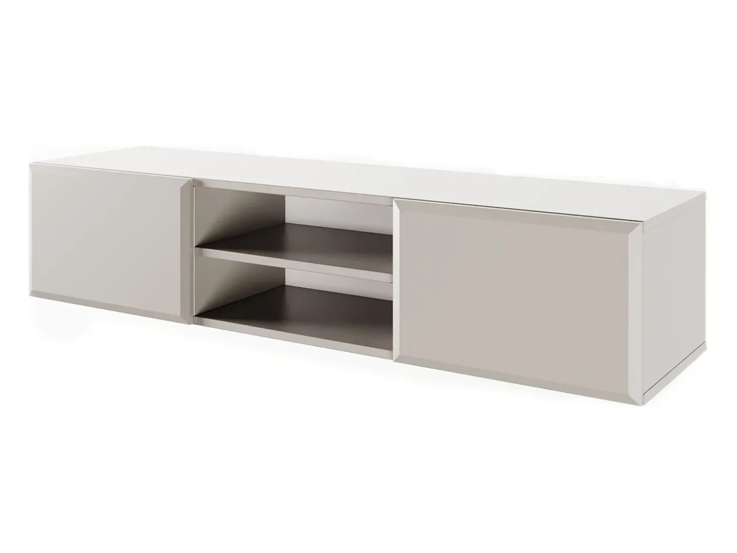 Mueble de TV colgante de 2 puertas con compartimento - Beige - 137 cm - CHOCOLATED