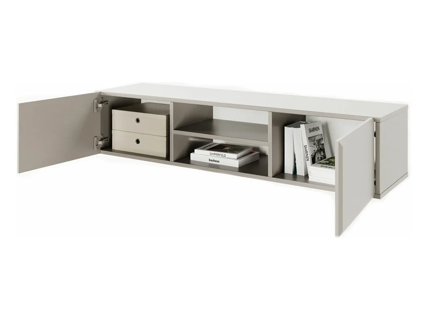 Mueble de TV colgante de 2 puertas con compartimento - Beige - 137 cm - CHOCOLATED