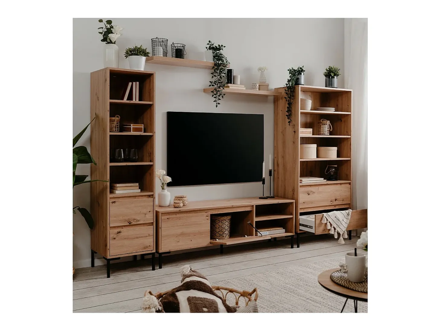 Mueble de TV con 2 abatibles y 2 nichos de 150 cm - Plock