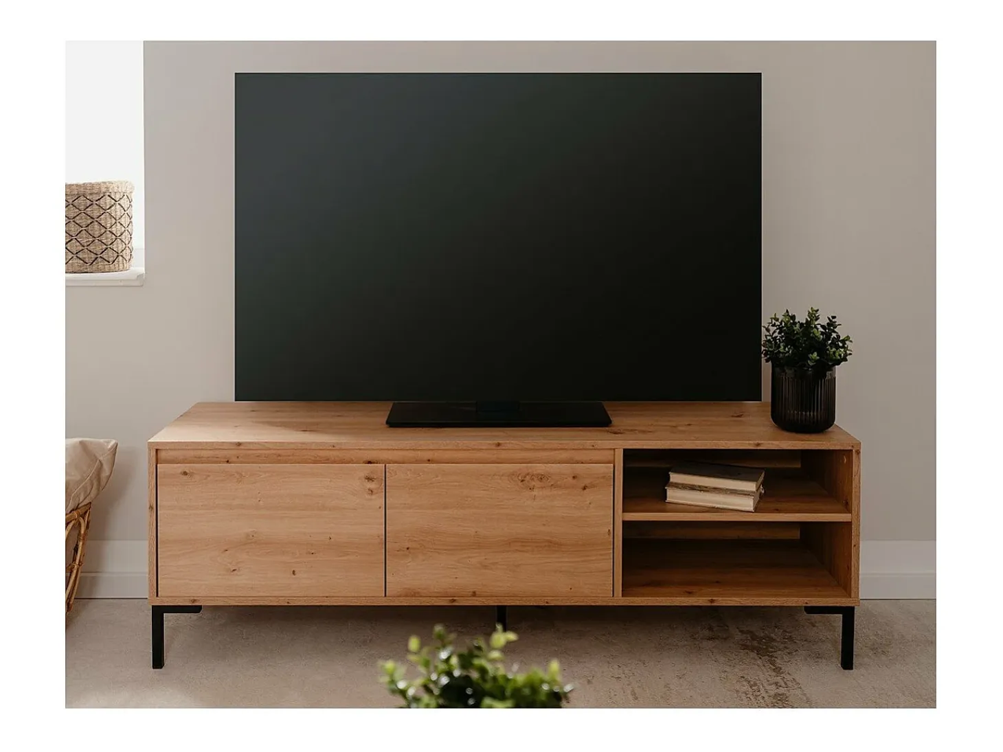 Mueble de TV con 2 abatibles y 2 nichos de 150 cm - Plock