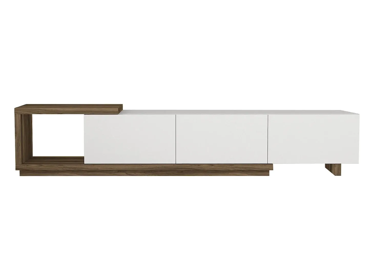 Mueble de TV con 3 cajones y 1 estante - Blanco y natural - DUKIAN